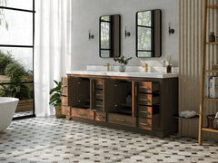 Charlotte 84 in. W x 22 in. D Double Sink Bathroom Teak Wood Vanity - photo 3