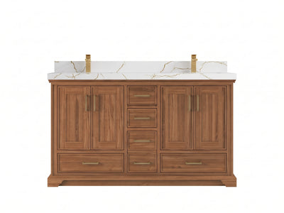 Charlotte Teak Wood 60 in. W x 22 in. D Double Sink Bathroom Vanity