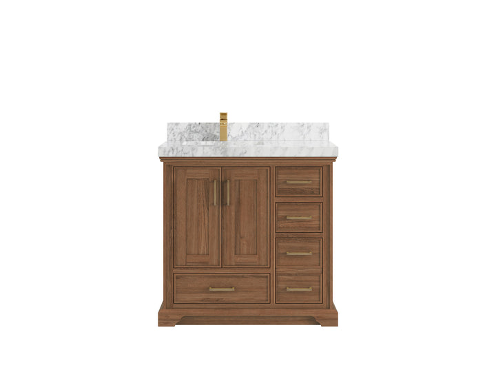 Charlotte 36 in. W x 22 in. D Left Offset Sink Bathroom Teak Wood Vanity - photo 8