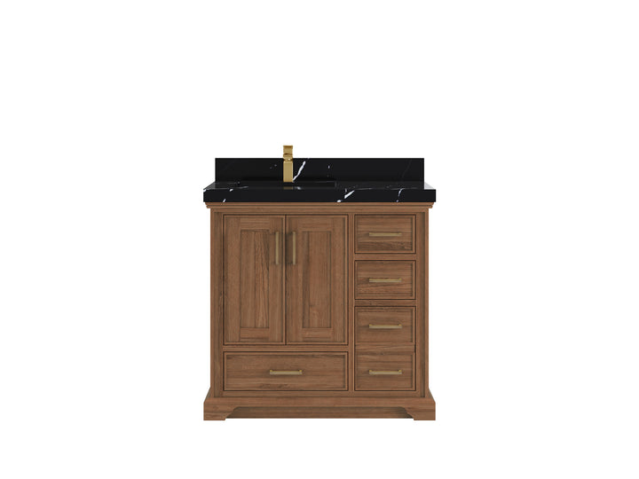 Charlotte 36 in. W x 22 in. D Left Offset Sink Bathroom Teak Wood Vanity - photo 10