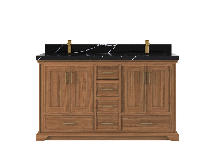 Charlotte 60 in. W x 22 in. D Double Sink Bathroom Teak Wood Vanity - photo 10
