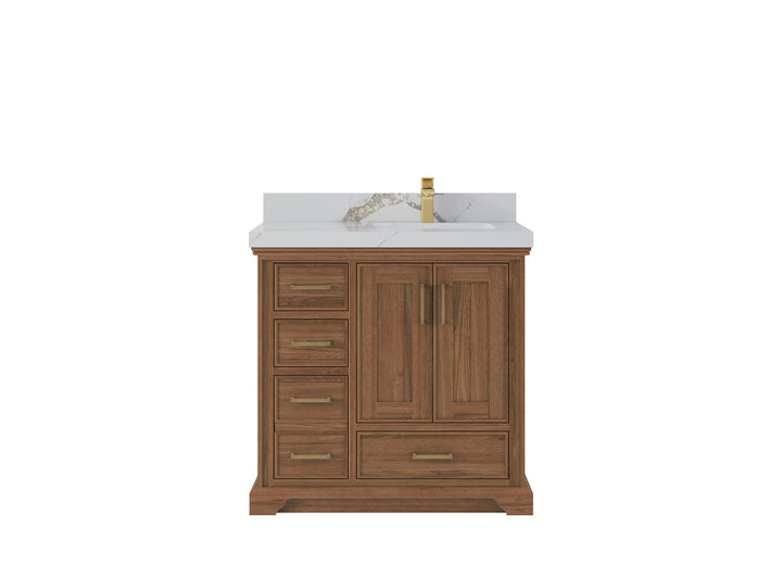 Charlotte 36 in. W x 22 in. D Right Offset Sink Bathroom Teak Wood Vanity - photo 15