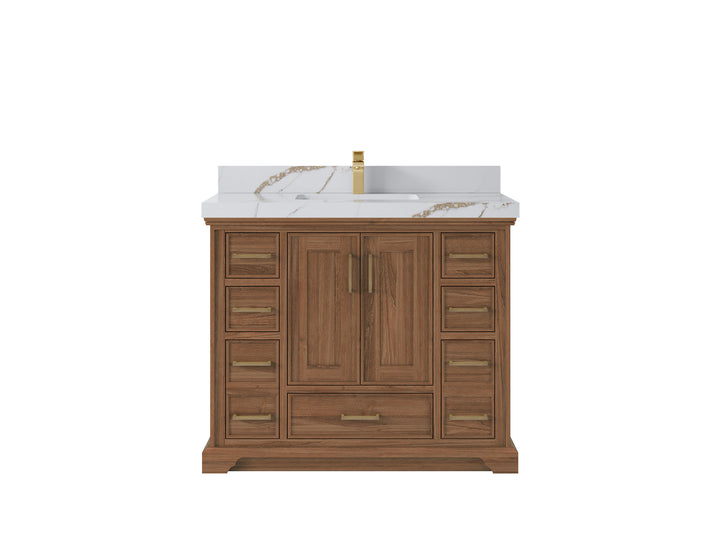 Charlotte 42 in. W x 22 in. D Single Sink Bathroom Teak Wood Vanity - photo 11