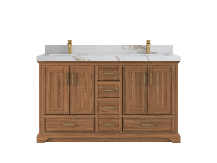 Charlotte 60 in. W x 22 in. D Double Sink Bathroom Teak Wood Vanity - photo 11