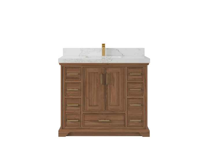 Charlotte 42 in. W x 22 in. D Single Sink Bathroom Teak Wood Vanity - photo 13