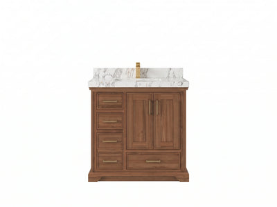 Charlotte Teak Wood 36 in. W x 22 in. D Center Sink Bathroom Vanity