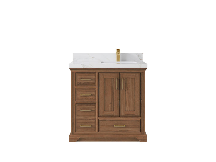 Charlotte 36 in. W x 22 in. D Right Offset Sink Bathroom Teak Wood Vanity - photo 18