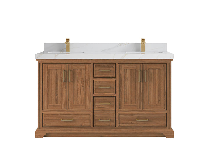 Charlotte 60 in. W x 22 in. D Double Sink Bathroom Teak Wood Vanity - photo 14