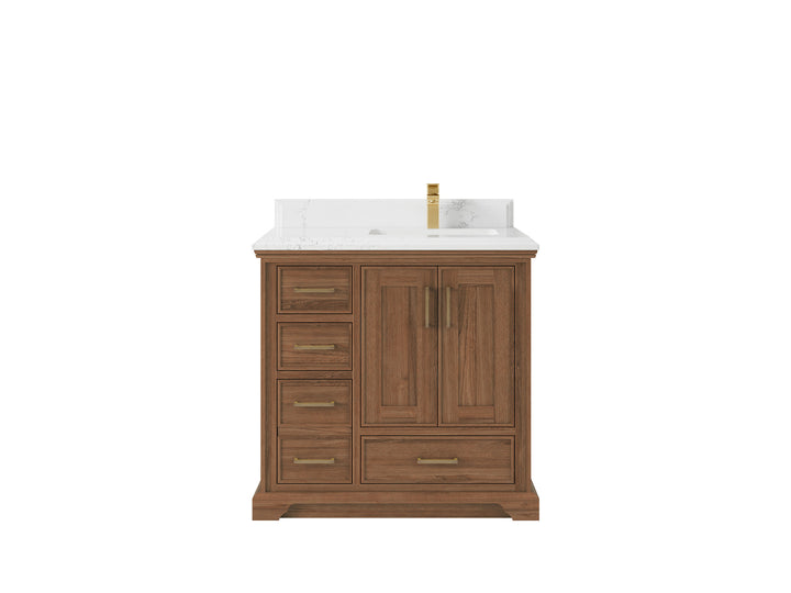 Charlotte 36 in. W x 22 in. D Right Offset Sink Bathroom Teak Wood Vanity - photo 20