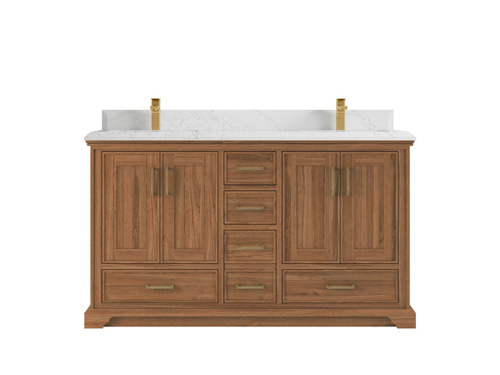 Charlotte 60 in. W x 22 in. D Double Sink Bathroom Teak Wood Vanity - photo 16