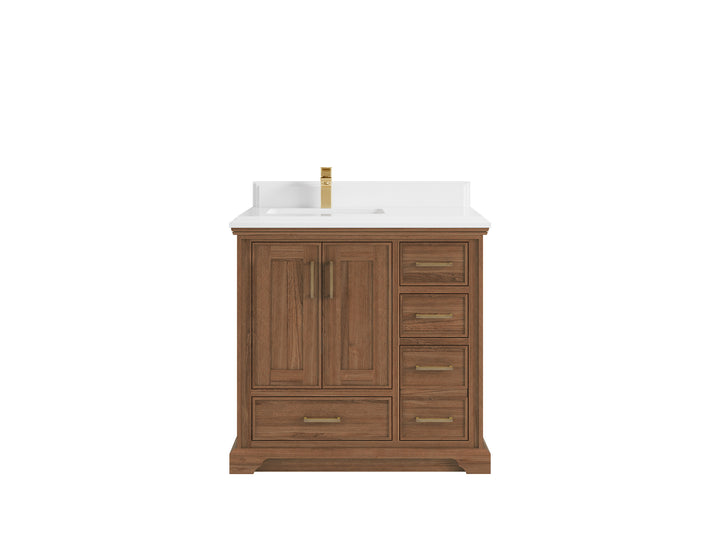 Charlotte 36 in. W x 22 in. D Left Offset Sink Bathroom Teak Wood Vanity - photo 17