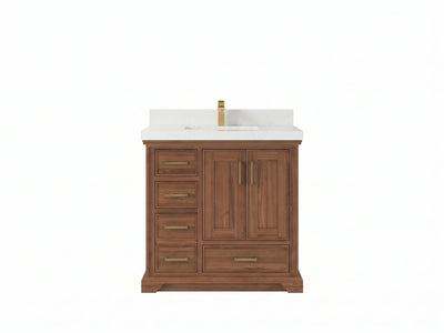 Charlotte Teak Wood 36 in. W x 22 in. D Center Sink Bathroom Vanity