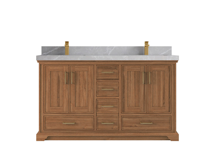 Charlotte 60 in. W x 22 in. D Double Sink Bathroom Teak Wood Vanity - photo 19
