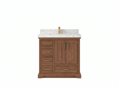 Charlotte Teak Wood 36 in. W x 22 in. D Center Sink Bathroom Vanity