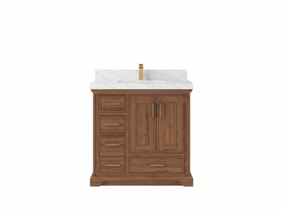 Charlotte Teak Wood 36 in. W x 22 in. D Center Sink Bathroom Vanity