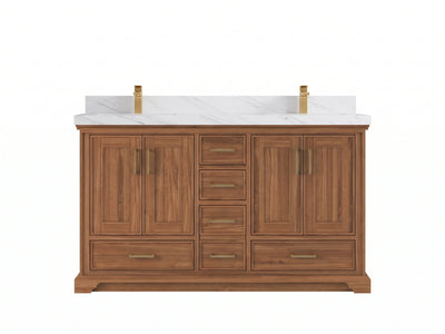 Charlotte Teak Wood 60 in. W x 22 in. D Double Sink Bathroom Vanity