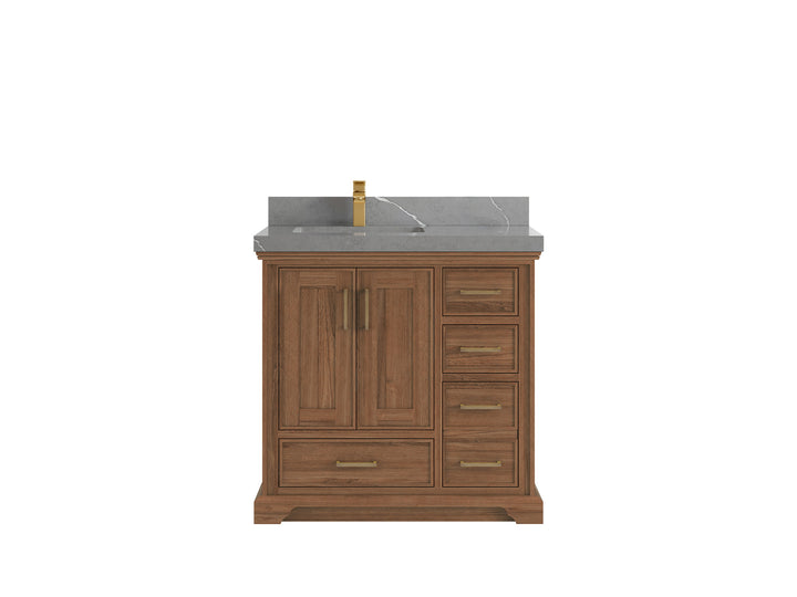 Charlotte 36 in. W x 22 in. D Left Offset Sink Bathroom Teak Wood Vanity - photo 20