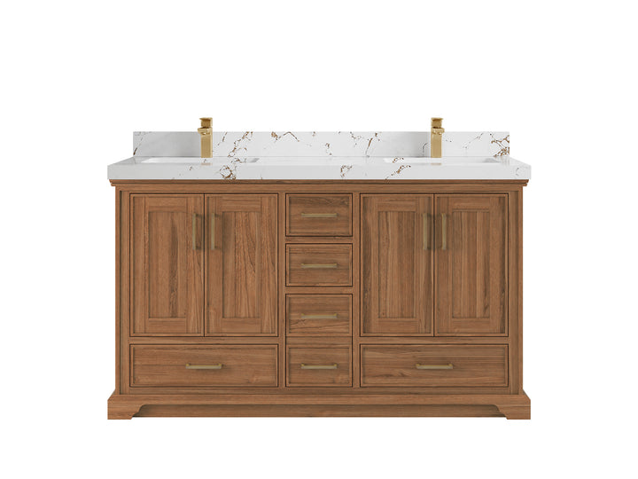 Charlotte 60 in. W x 22 in. D Double Sink Bathroom Teak Wood Vanity - photo 21