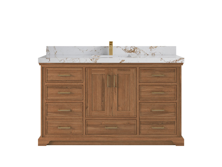 Charlotte 60 in. W x 22 in. D Single Sink Bathroom Teak Wood Vanity - photo 22