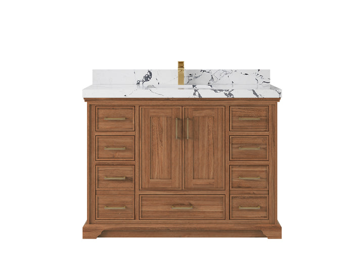 Charlotte 48 in. W x 22 in. D Single Sink Bathroom Teak Wood Vanity - photo 25