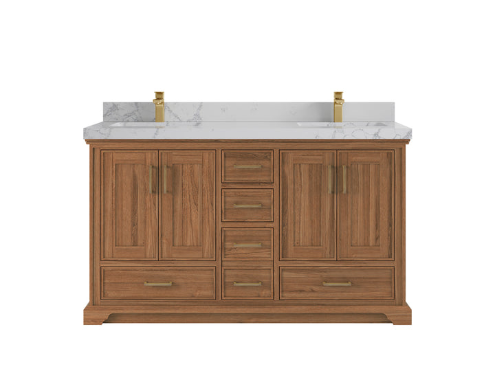 Charlotte 60 in. W x 22 in. D Double Sink Bathroom Teak Wood Vanity - photo 24