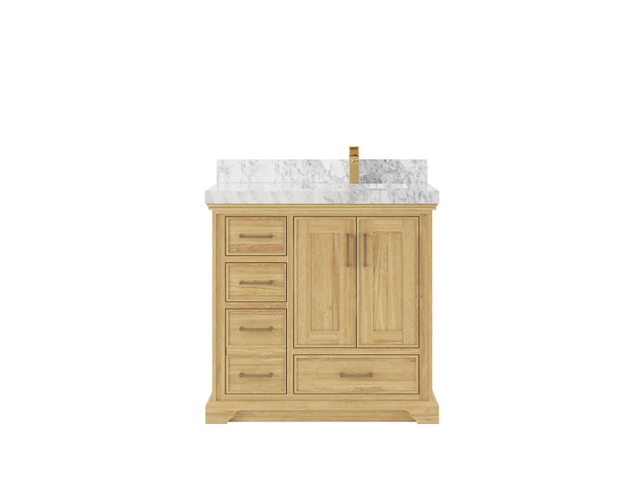 Charlotte 36 in. W x 22 in. D Right Offset Sink Bathroom Teak Wood Vanity - photo 8