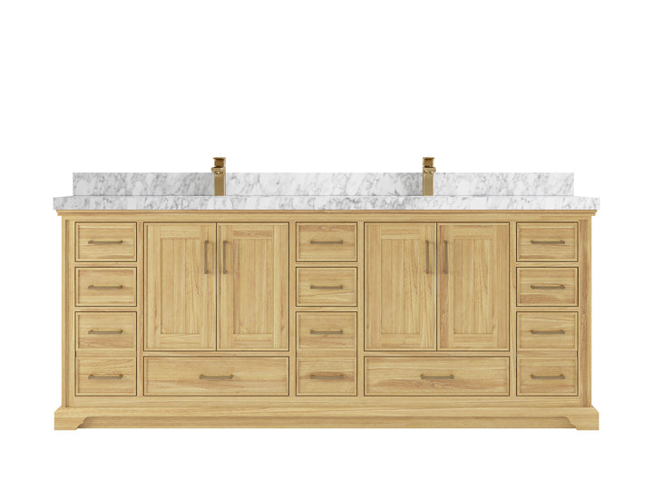 Charlotte 84 in. W x 22 in. D Double Sink Bathroom Teak Wood Vanity - photo 7