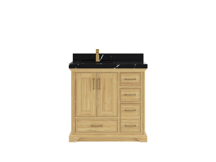 Charlotte 36 in. W x 22 in. D Left Offset Sink Bathroom Teak Wood Vanity - photo 10
