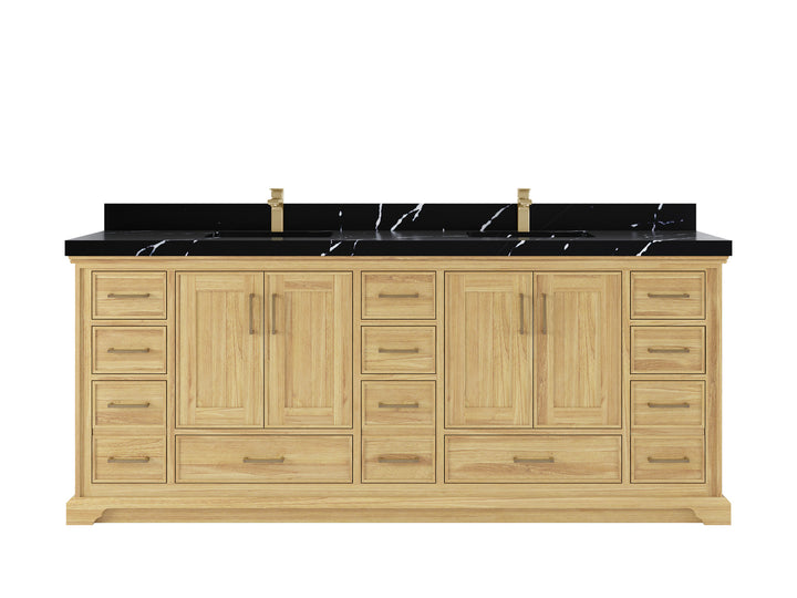 Charlotte 84 in. W x 22 in. D Double Sink Bathroom Teak Wood Vanity - photo 9