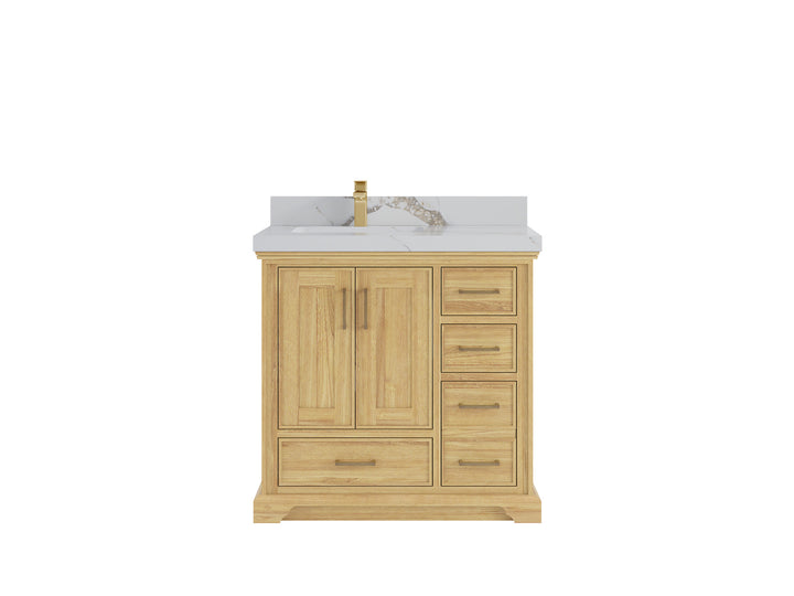 Charlotte 36 in. W x 22 in. D Left Offset Sink Bathroom Teak Wood Vanity - photo 11