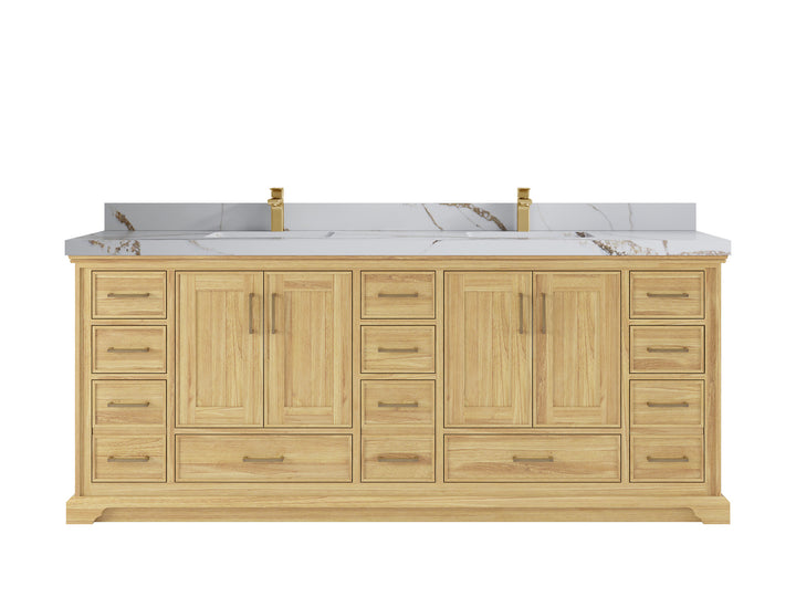 Charlotte 84 in. W x 22 in. D Double Sink Bathroom Teak Wood Vanity - photo 10