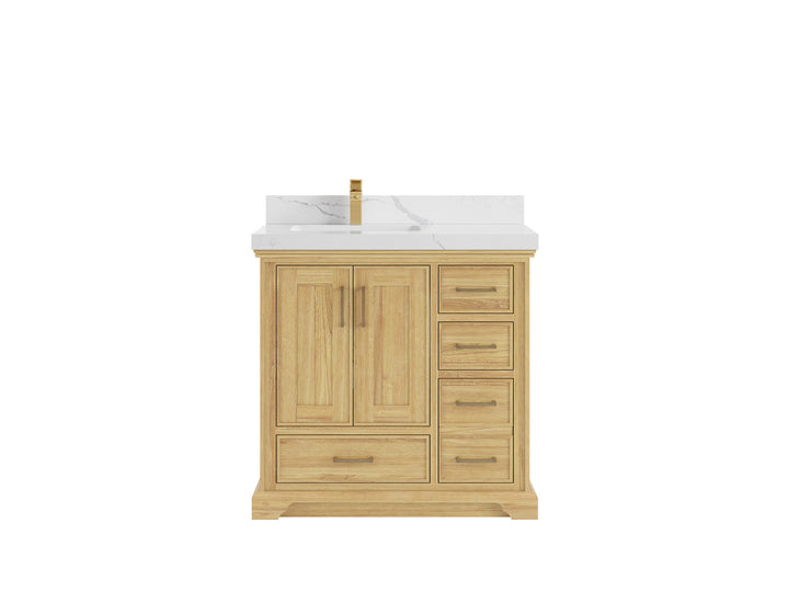 Charlotte 36 in. W x 22 in. D Left Offset Sink Bathroom Teak Wood Vanity - photo 12
