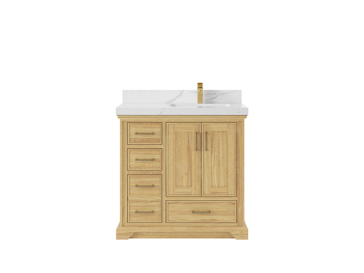Charlotte 36 in. W x 22 in. D Right Offset Sink Bathroom Teak Wood Vanity - photo 12