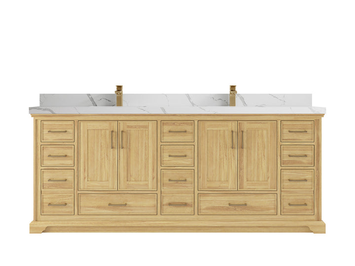 Charlotte 84 in. W x 22 in. D Double Sink Bathroom Teak Wood Vanity - photo 11