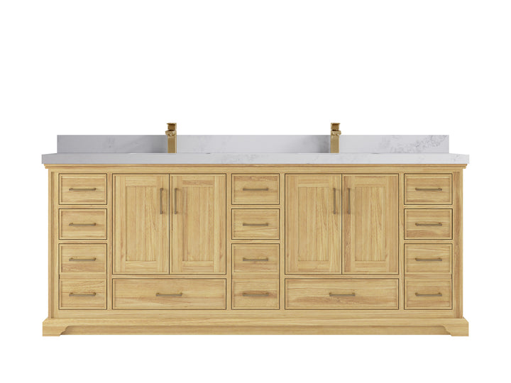 Charlotte 84 in. W x 22 in. D Double Sink Bathroom Teak Wood Vanity - photo 12