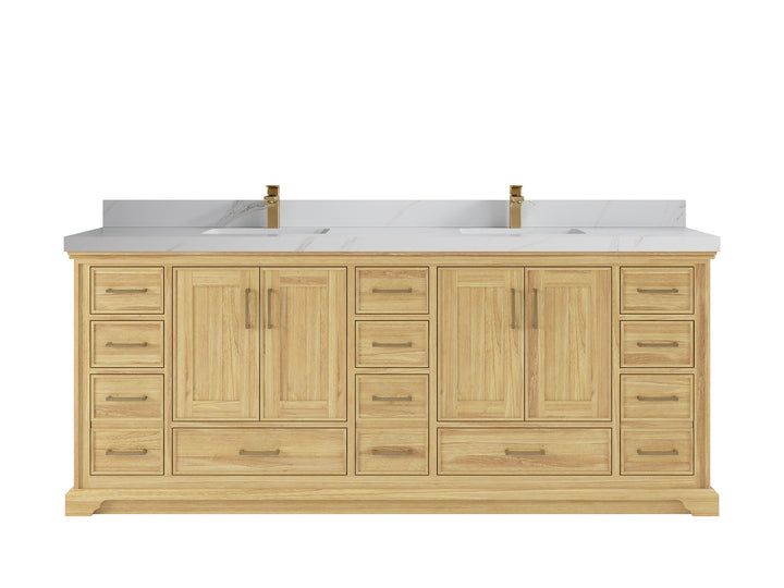 Charlotte 84 in. W x 22 in. D Double Sink Bathroom Teak Wood Vanity - photo 13