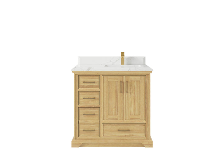Charlotte 36 in. W x 22 in. D Right Offset Sink Bathroom Teak Wood Vanity - photo 15