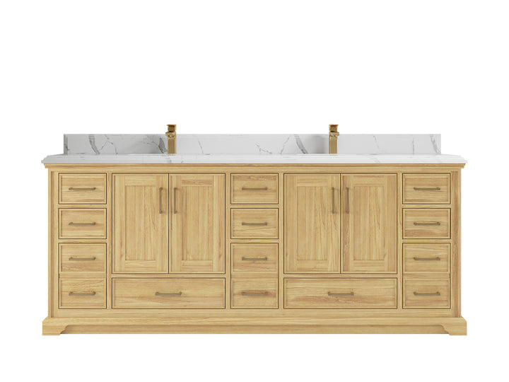 Charlotte 84 in. W x 22 in. D Double Sink Bathroom Teak Wood Vanity - photo 14