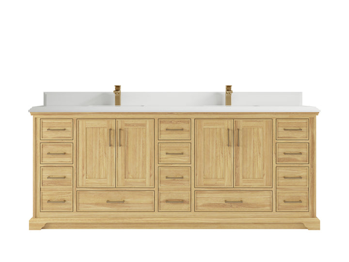 Charlotte 84 in. W x 22 in. D Double Sink Bathroom Teak Wood Vanity - photo 16