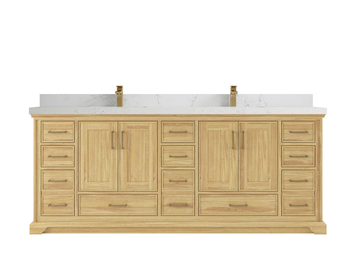 Charlotte 84 in. W x 22 in. D Double Sink Bathroom Teak Wood Vanity - photo 17