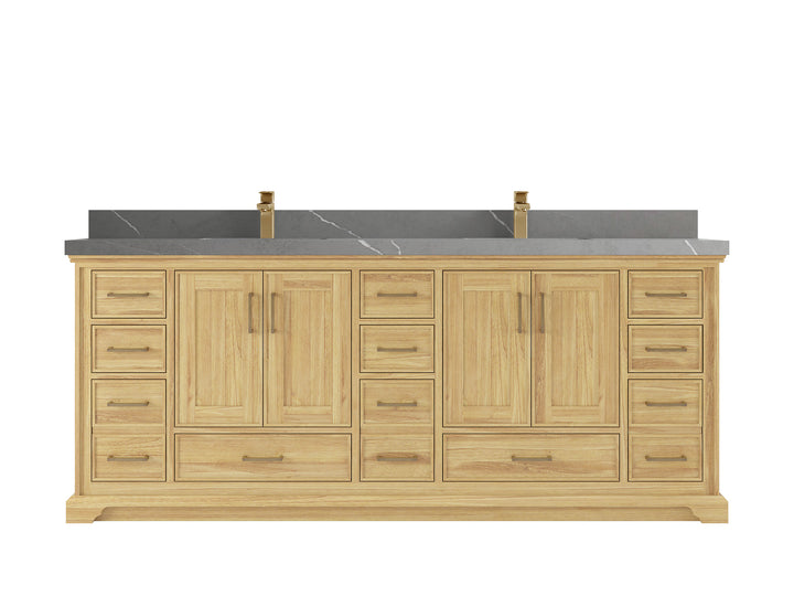 Charlotte 84 in. W x 22 in. D Double Sink Bathroom Teak Wood Vanity - photo 19