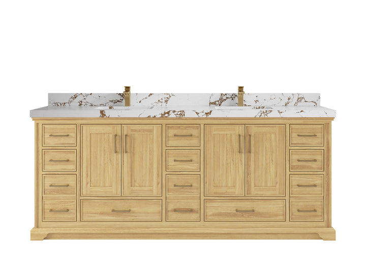 Charlotte 84 in. W x 22 in. D Double Sink Bathroom Teak Wood Vanity - photo 20