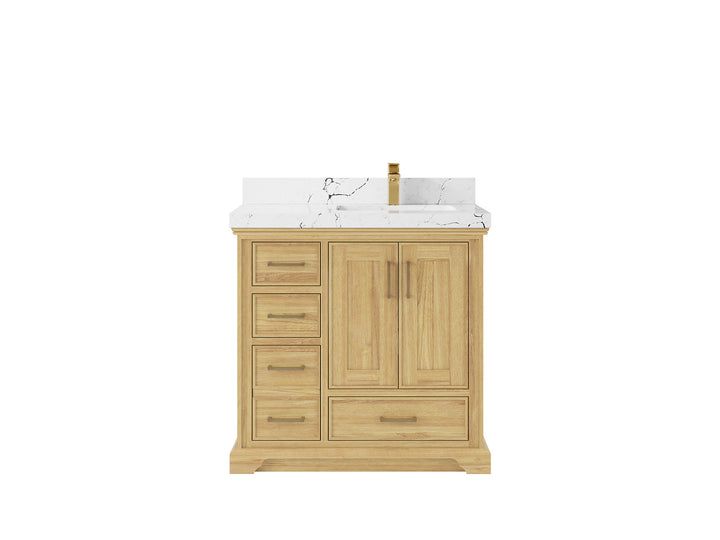 Charlotte 36 in. W x 22 in. D Right Offset Sink Bathroom Teak Wood Vanity - photo 23