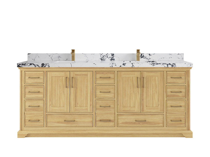 Charlotte 84 in. W x 22 in. D Double Sink Bathroom Teak Wood Vanity - photo 22