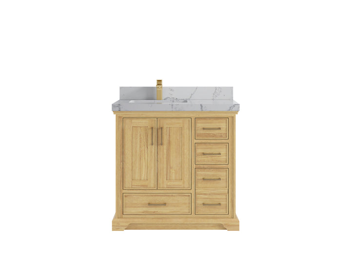 Charlotte 36 in. W x 22 in. D Left Offset Sink Bathroom Teak Wood Vanity - photo 24