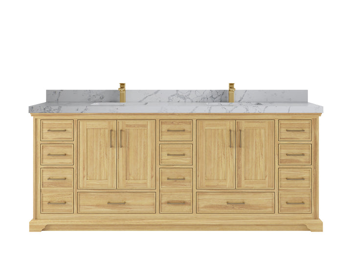 Charlotte 84 in. W x 22 in. D Double Sink Bathroom Teak Wood Vanity - photo 23
