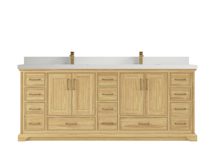 Charlotte 84 in. W x 22 in. D Double Sink Bathroom Teak Wood Vanity - photo 24