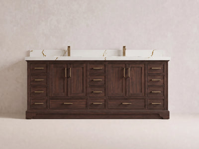 Charlotte Teak Wood 84 in. W x 22 in. D Double Sink Bathroom Vanity