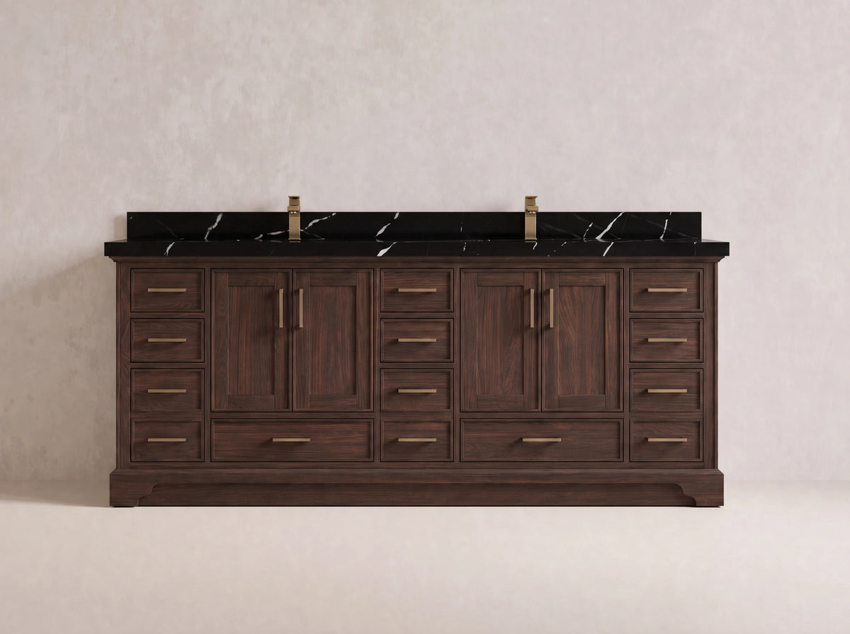 Charlotte Teak Wood 84 in. W x 22 in. D Double Sink Bathroom Vanity