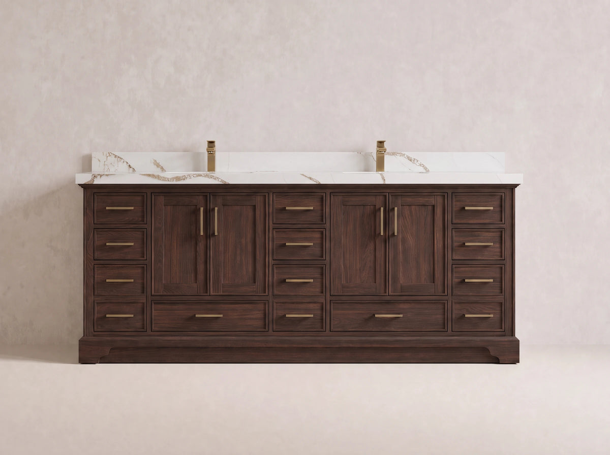 Charlotte Teak Wood 84 in. W x 22 in. D Double Sink Bathroom Vanity